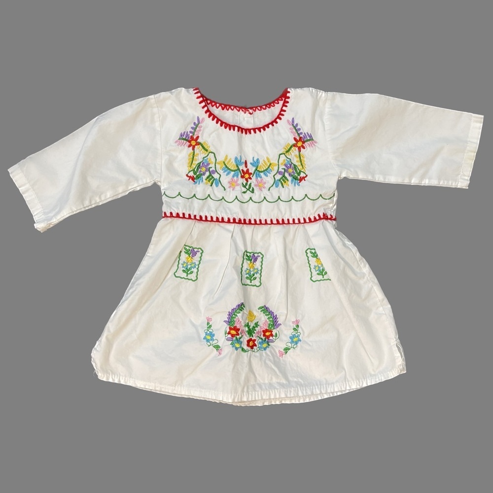 Traditional Handmade Mexican Embroidered Dress Size 2T